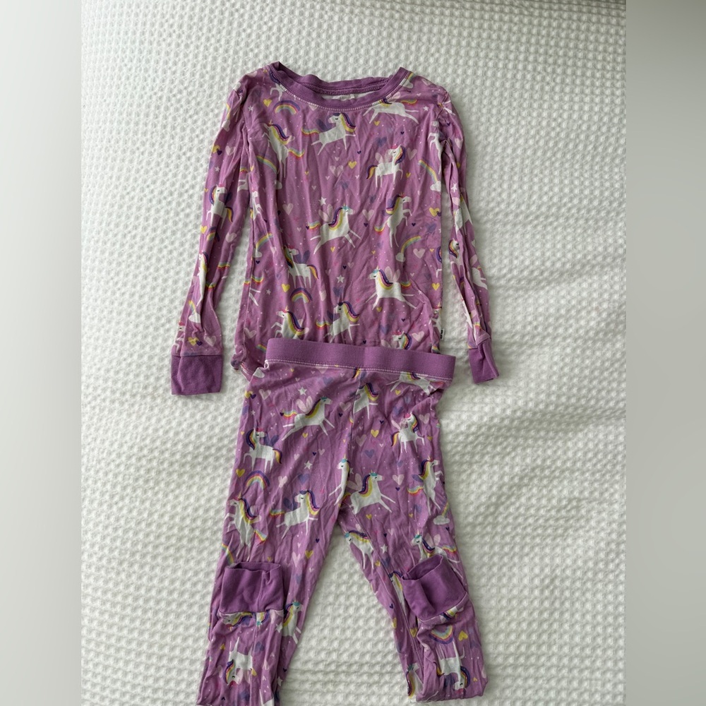 Little Sleepies Purple Unicorns Toddler Girl Pajama Set Long Sleeved 3T - Picture 4 of 7